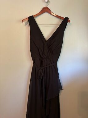 Black V-Neck Sleeveless Wrap Dress